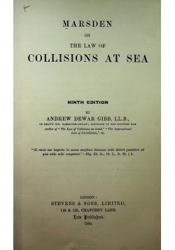 Marsden on the law of collisions at sea 1934r
