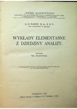 Wykłady elementarne z dziedziny analizy 1916r