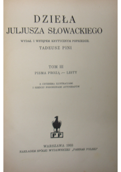 Dzieła Juljusza Słowackiego Tom III 1933 r