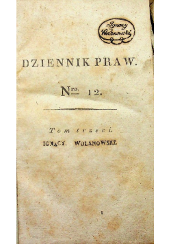 Dziennik praw tom trzeci nr 12 do 15 1818 r.