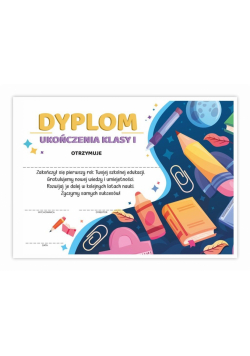 Dyplom A4 ukończenia klasy pierwszej Spinacz 20szt