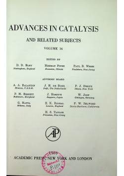 Advances in catalysis vol 16