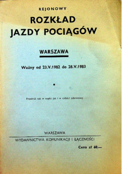 Rejonowy Rozkład Jazdy Pociągów Warszawa