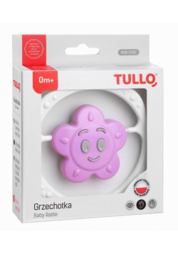 Grzechotka kwiatek różowo-szary