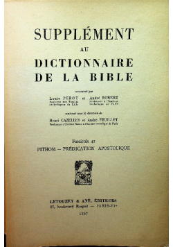 Supplement au Dictionnaire De La Bible Fascicule 42