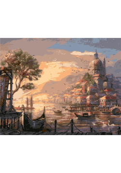 Malowanie po numerach - Portowy pejzaż 40x50cm