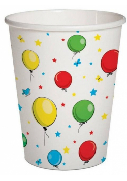 Kubki papierowe eko Balony 250ml 10szt