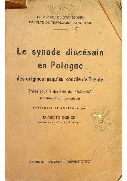 Le synode diocesain en Pologne 1934 r.