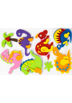 Naklejki piankowe 3D Dinozaury 8szt