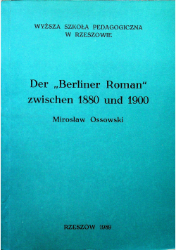 Der Berliner Roman zwischen 1880 und 1900