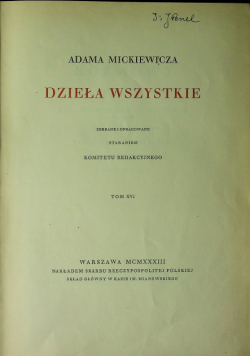 Rozmowy z Adamem Mickiewiczem tom XVI 1933 r