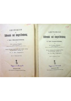 Grundriss der differential und integral rechnung tom I i II 1991 r.