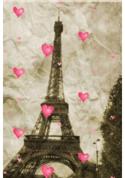 paris Eiffel Tower  pink hearts Vintage creative blank  page journal