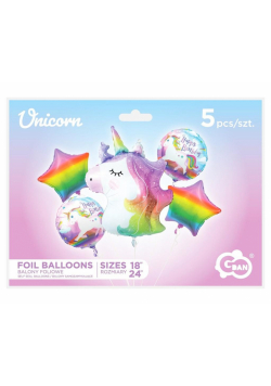 Balony foliowe zestaw Jednorożec 5szt
