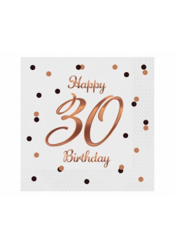 Serwetki B&C Happy 30 Birthday białe 33x33cm 20szt