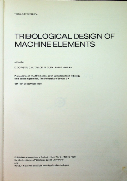 Tribological design of machine elements