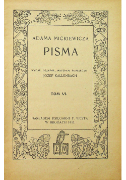 Mickiewicz Pisma tom VI 1911 r.