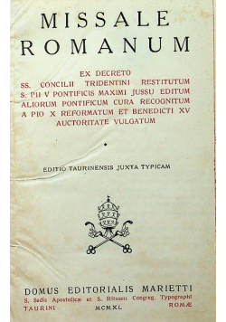 Missale Romanum Editio Taurinensis Juxta Typicam 1940 r.