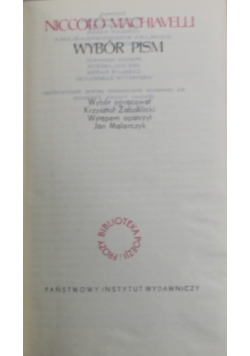 Machiavelli Wybór pism