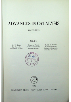 Advances in catalysis vol 22