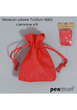 Woreczki jutowe czerwone 7x10cm 6szt