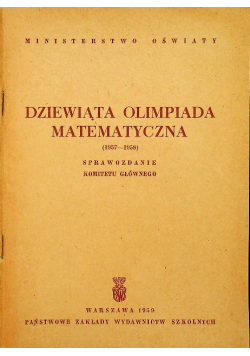 Dziewiąta Olimpiada Matematyczna 1957 - 1958