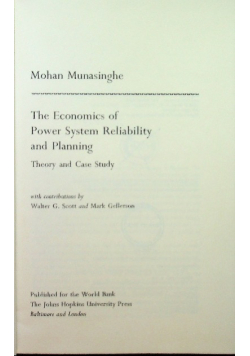 The economics of power system reliability planning munasinghe