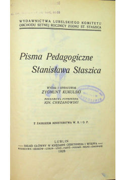 Pisma pedagogiczne Stanisława Staszica 1926 r.