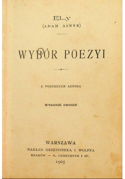 Asnyk Wybór Poezyi Miniatura 1905 r.