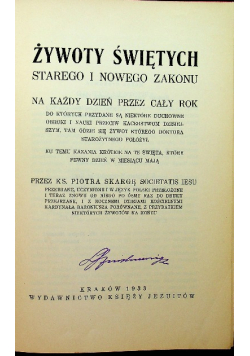 Żywoty świętych Starego i Nowego zakonu 1933 r.