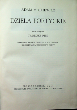 Dzieła Poetyckie 1933 r.