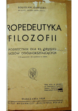 Propedeutyka Filozofii 1938 r.