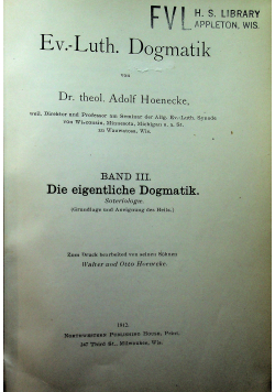 Ev Luth Dogmatik Band III 1912r