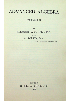 Advanced Algebra Vol 2