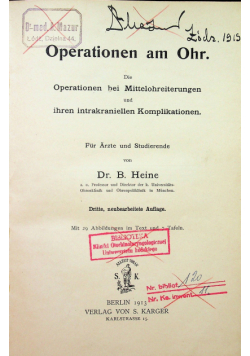 Operationen am Ohr 1913 r.