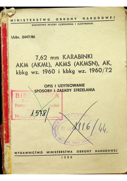 7 62 mm Karabinki AKM AKMŁ AKMS AKMSN AK kbkg wz 1960 i kbkg wz 1960 72