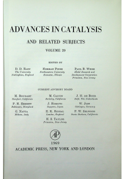 Advances in catalysis vol 20