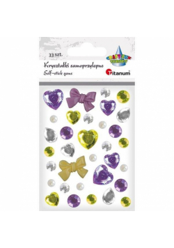 Kryształki samoprzylepne fiolet zielony mix 33szt