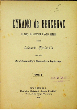 Cyrano de Bergerac tom I 1898r