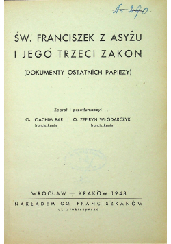 Św Franciszek z Asyżu i jego trzeci zakon 1948 r.