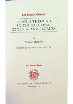Travels through south carolina georgia and florida