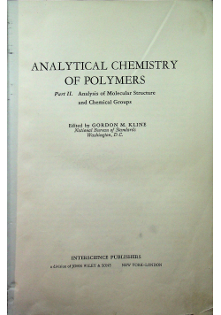 Analytical chemistry of polymers Part II