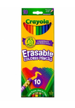 Kredki ołówkowe ścieralne z gumką 10 kol CRAYOLA