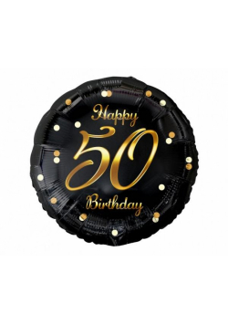 Balon foliowy B&C Happy 50 Birthday czarno-złoty