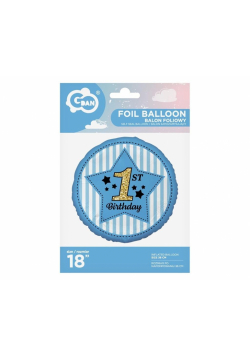 Balon foliowy 1st Birthday, niebieski 45 cm