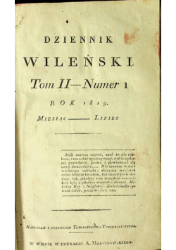 Dziennik wileński numer 1 do 6 1819r