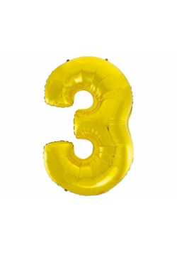 Balon foliowy B&C cyfra 3 złota 92cm