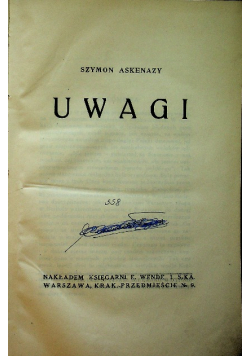 Askenazy Uwagi 1924 r.