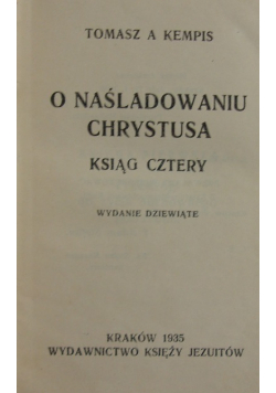 O naśladowaniu Chrystusa, 1935r.