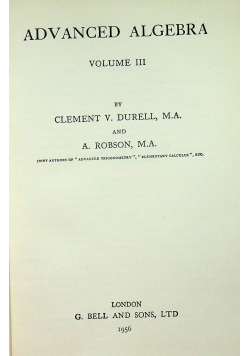 Advanced Algebra Vol 3